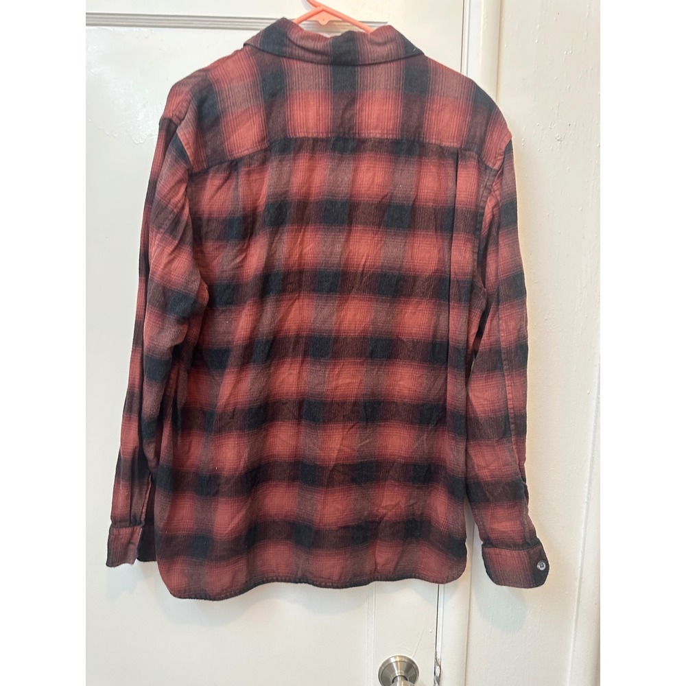 Vince Mens Red Black Buffalo Plaid Quarter Zip Flannel Shirt M70241452 XL - Picture 8 of 9